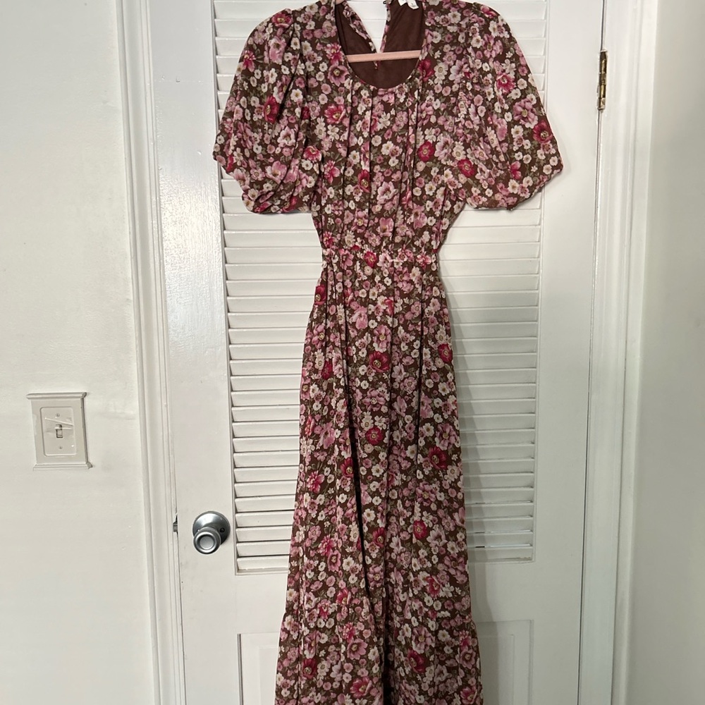 Blu Pepper Floral Long Sleeve Dress - Pink and Red